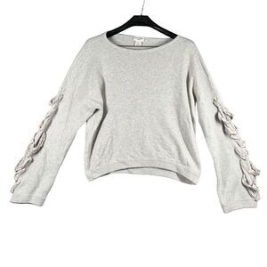 Club Monaco Cashmere Cream Oversized Pullover Sweater Lace Up Sleeves Detail L
